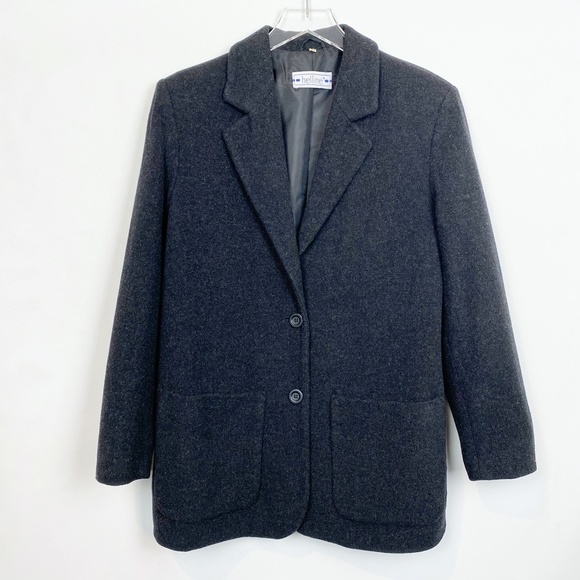 Helline Cashmere Virgin Wool Blazer Coat Charcoal - Picture 1 of 8